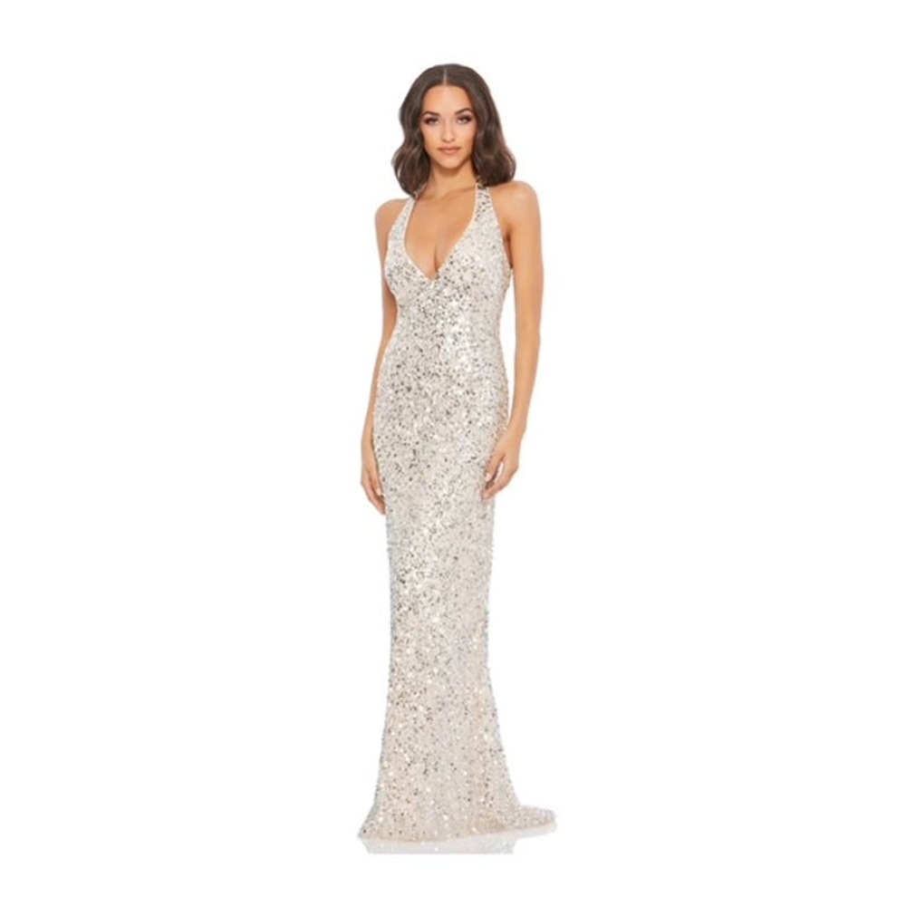 Mac Duggal Nwt Sequined Halter Strap Column Gown … - image 2